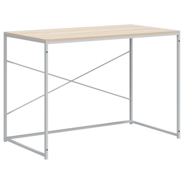 vidaXL Γραφείο Υπολογιστή Λευκό/Δρυς 110x60x70cm Επεξ. Ξύλο 1 τεμ.