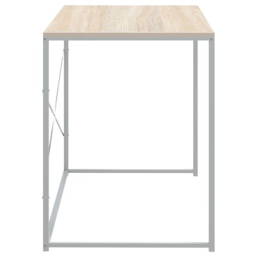 vidaXL Γραφείο Υπολογιστή Λευκό/Δρυς 110x60x70cm Επεξ. Ξύλο 1 τεμ.