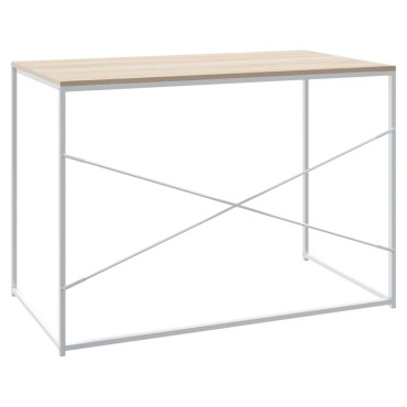 vidaXL Γραφείο Υπολογιστή Λευκό/Δρυς 110x60x70cm Επεξ. Ξύλο 1 τεμ.