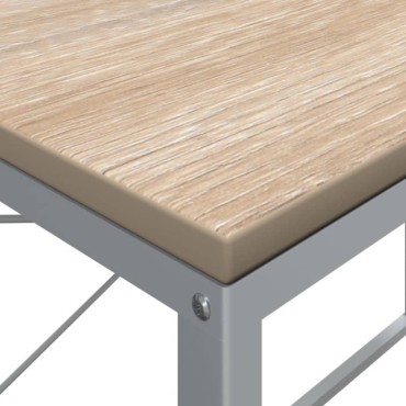 vidaXL Γραφείο Υπολογιστή Λευκό/Δρυς 110x60x70cm Επεξ. Ξύλο 1 τεμ.