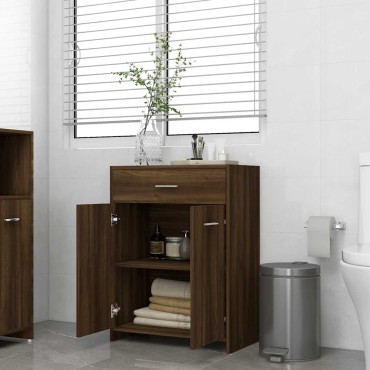 vidaXL Ντουλάπι Μπάνιου Καφέ Δρυς 60x33x80cm Επεξεργασμένο Ξύλο