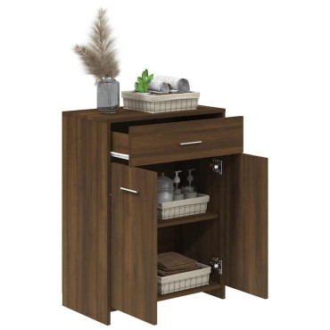 vidaXL Ντουλάπι Μπάνιου Καφέ Δρυς 60x33x80cm Επεξεργασμένο Ξύλο