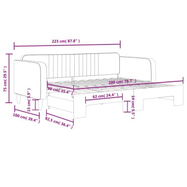 vidaXL Καναπές Κρεβάτι Συρόμενος Ροζ 90x200εκ Βελούδινος