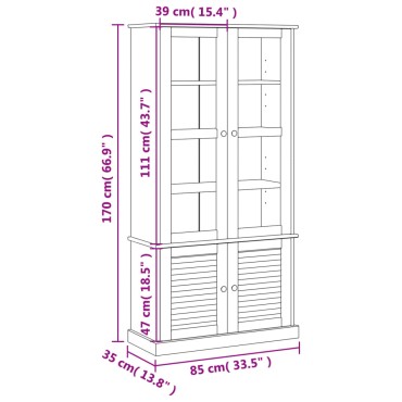 vidaXL Βιτρίνα VIGO 85x35x170cm από Μασίφ Ξύλο Πεύκου 1 τεμ.