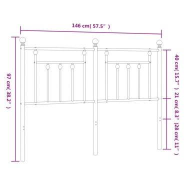 vidaXL Κεφαλάρι Μαύρο Μεταλλικό 146x3x97cm 1 τεμ.