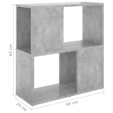 vidaXL Βιβλιοθήκη Γκρι Σκυροδέματος 60x24x63cm από Μοριοσανίδα 1 τεμ.