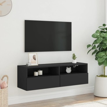 vidaXL Έπιπλο Τοίχου Τηλεόρασης Μαύρο 100x30x30cm Επεξ. Ξύλο