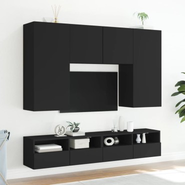 vidaXL Έπιπλο Τοίχου Τηλεόρασης Μαύρο 100x30x30cm Επεξ. Ξύλο