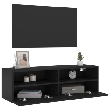 vidaXL Έπιπλο Τοίχου Τηλεόρασης Μαύρο 100x30x30cm Επεξ. Ξύλο