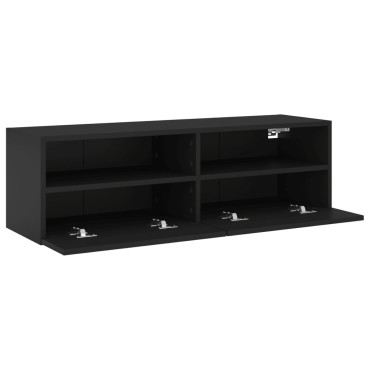 vidaXL Έπιπλο Τοίχου Τηλεόρασης Μαύρο 100x30x30cm Επεξ. Ξύλο
