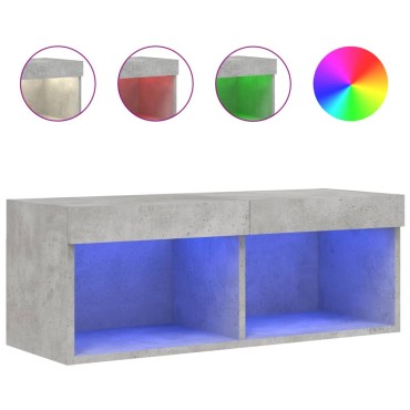 vidaXL Έπιπλο Τηλεόρασης με LED Γκρι Σκυροδέματος 80x30x30cm
