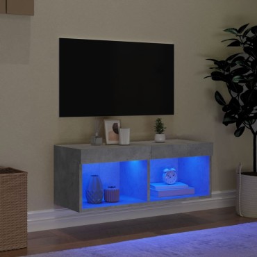 vidaXL Έπιπλο Τηλεόρασης με LED Γκρι Σκυροδέματος 80x30x30cm