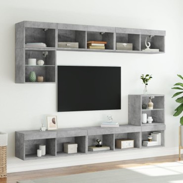 vidaXL Έπιπλο Τηλεόρασης με LED Γκρι Σκυροδέματος 80x30x30cm