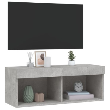 vidaXL Έπιπλο Τηλεόρασης με LED Γκρι Σκυροδέματος 80x30x30cm