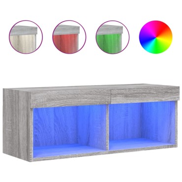vidaXL Έπιπλο Τηλεόρασης με LED Γκρι Sonoma 80x30x30cm