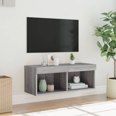 vidaXL Έπιπλο Τηλεόρασης με LED Γκρι Sonoma 80x30x30cm