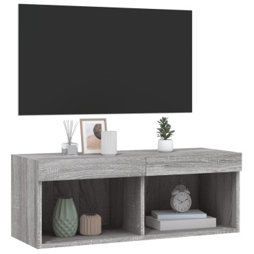 vidaXL Έπιπλο Τηλεόρασης με LED Γκρι Sonoma 80x30x30cm