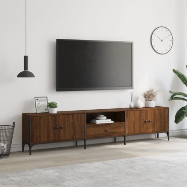vidaXL Έπιπλο Τηλεόρασης με Συρτάρι Καφέ Δρυς 200x25x44cm Επεξ. Ξύλο