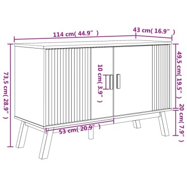 vidaXL Μπουφές OLDEN Λευκό & Καφέ 114x43x73,5cm Μασίφ Ξύλο Πεύκου 1 τεμ.