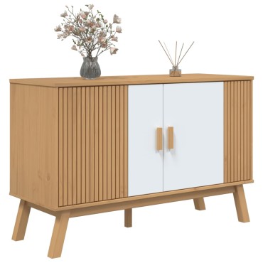 vidaXL Μπουφές OLDEN Λευκό & Καφέ 114x43x73,5cm Μασίφ Ξύλο Πεύκου 1 τεμ.