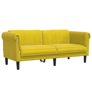 vidaXL Σαλόνι Σετ 2 τεμ. Κίτρινο από Βελούδο 182x77x74cm  Διθέσιος Τριθέσιος
