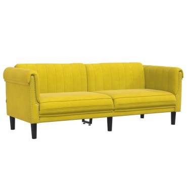 vidaXL Σαλόνι Σετ 2 τεμ. Κίτρινο από Βελούδο 182x77x74cm  Διθέσιος Τριθέσιος