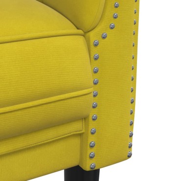 vidaXL Σαλόνι Σετ 2 τεμ. Κίτρινο από Βελούδο 182x77x74cm  Διθέσιος Τριθέσιος