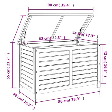 vidaXL Μπαούλο Αποθήκευσης Κήπου 90x48x55cm από Μασίφ Ξύλο Ευκαλύπτου 1 τεμ.