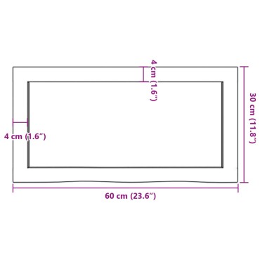 vidaXL Ράφι Τοίχου 60x30x(2-6)cm από Ακατέργαστο Μασίφ Ξύλο Δρυός 1 τεμ.