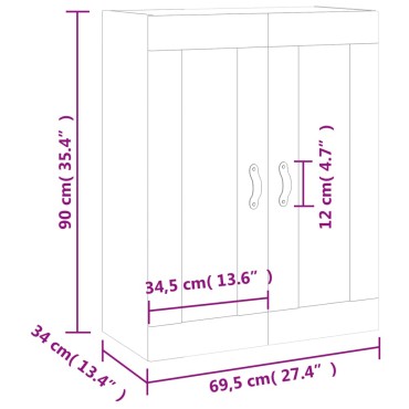 vidaXL Ντουλάπι Επιτοίχιο Sonoma Δρυς 69,5x34x90cm 1 τεμ.