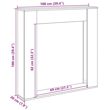 vidaXL Πλαίσιο Τζακιού Όψη Παλαιού Ξύλου 100x20x100 εκ. Επεξ. Ξύλο