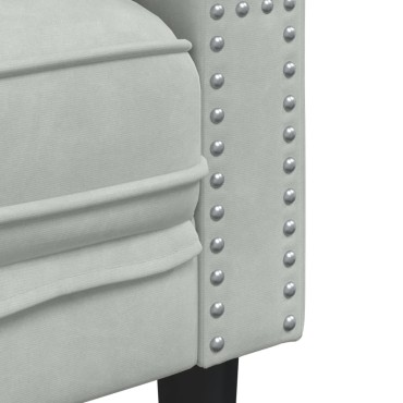 vidaXL Καναπές Τριθέσιος Chesterfield με Στηρίγματα Αν. Γκρι Βελούδο 194x74,5x70,5cm 1 τεμ.