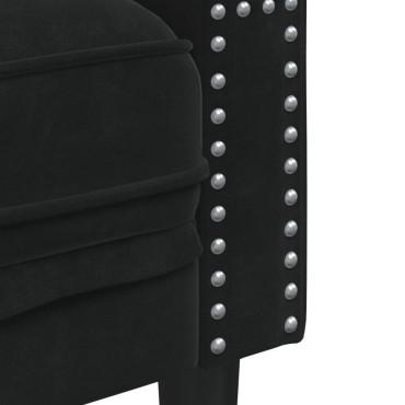vidaXL Καναπές Διθέσιος Chesterfield με Στηρίγματα Μαύρο Βελούδο 194x74,5x70,5cm 1 τεμ. Τριθέσιος