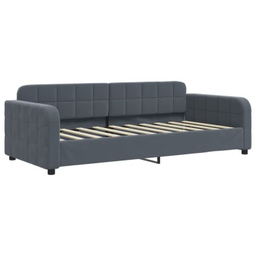 vidaXL Κρεβάτι ημέρας με στρώμα σκούρο γκρι 90x190 cm Βελούδο