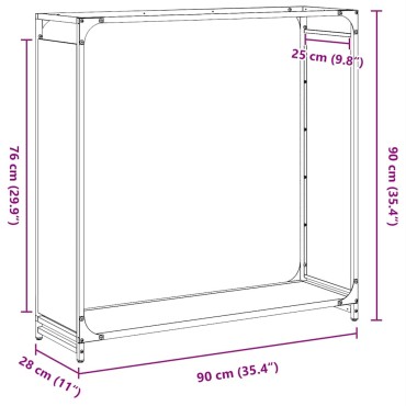 vidaXL Ράφι για καυσόξυλα Λευκό 90x28x90 cm Ατσάλι ψυχρής έλασης