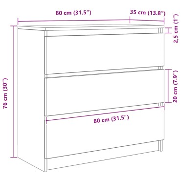 vidaXL Ντουλάπι Γκρι Sonoma 80x35x76cm Επεξεργασμένο Ξύλο 1 τεμ.