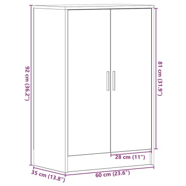 vidaXL Παπουτσοθήκη Μαύρη βελανιδιά 60x35x92cm Επεξεργασμένο Ξύλο