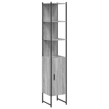 vidaXL Ντουλάπι Μπάνιου Γκρι Sonoma 33x33x185,5cm Επεξεργασμένο Ξύλο 1 τεμ.