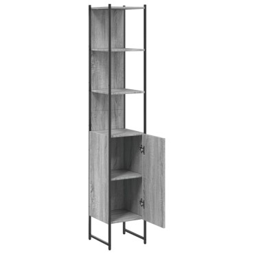 vidaXL Ντουλάπι Μπάνιου Γκρι Sonoma 33x33x185,5cm Επεξεργασμένο Ξύλο 1 τεμ.