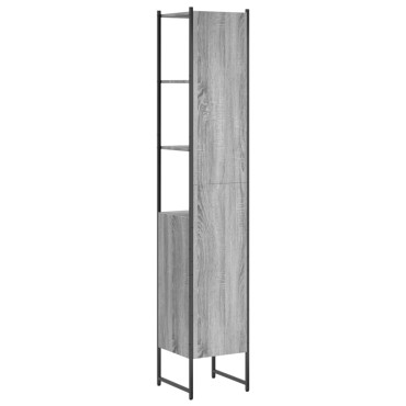 vidaXL Ντουλάπι Μπάνιου Γκρι Sonoma 33x33x185,5cm Επεξεργασμένο Ξύλο 1 τεμ.