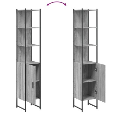 vidaXL Ντουλάπι Μπάνιου Γκρι Sonoma 33x33x185,5cm Επεξεργασμένο Ξύλο 1 τεμ.