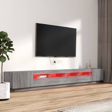 vidaXL Σετ Επίπλων Τηλεόρασης 3 τεμ. LED Γκρι Sonoma Επεξεργασμένο Ξύλο 100x35x80cm