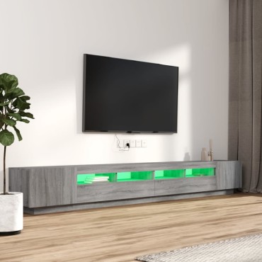 vidaXL Σετ Επίπλων Τηλεόρασης 3 τεμ. LED Γκρι Sonoma Επεξεργασμένο Ξύλο 100x35x80cm