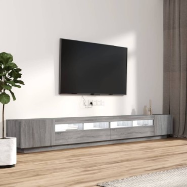 vidaXL Σετ Επίπλων Τηλεόρασης 3 τεμ. LED Γκρι Sonoma Επεξεργασμένο Ξύλο 100x35x80cm