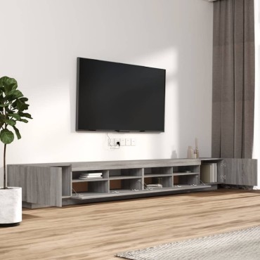 vidaXL Σετ Επίπλων Τηλεόρασης 3 τεμ. LED Γκρι Sonoma Επεξεργασμένο Ξύλο 100x35x80cm