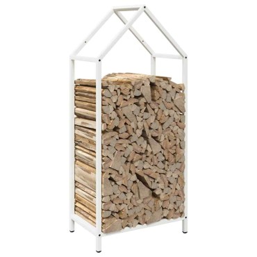 vidaXL Ράφι για καυσόξυλα Λευκό 40x25x90 εκ. Ατσάλι ψυχρής έλασης
