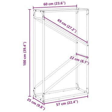vidaXL Ράφι για καυσόξυλα Ελαιοπράσινο 60x25x100 εκ.