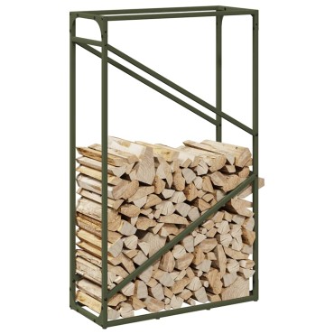vidaXL Ράφι για καυσόξυλα Ελαιοπράσινο 60x25x100 εκ.