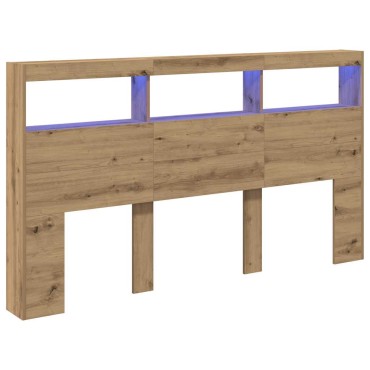 vidaXL Κεφαλάρι με Αποθηκευτικό Χώρο & LED Artisan Δρυς 180x17x102cm 1 τεμ.