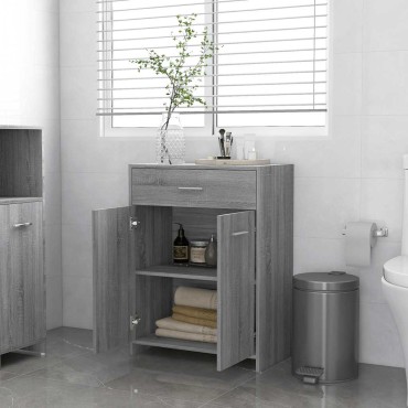 vidaXL Ντουλάπι Μπάνιου Γκρι Sonoma 60x33x80cm Επεξεργασμένο Ξύλο